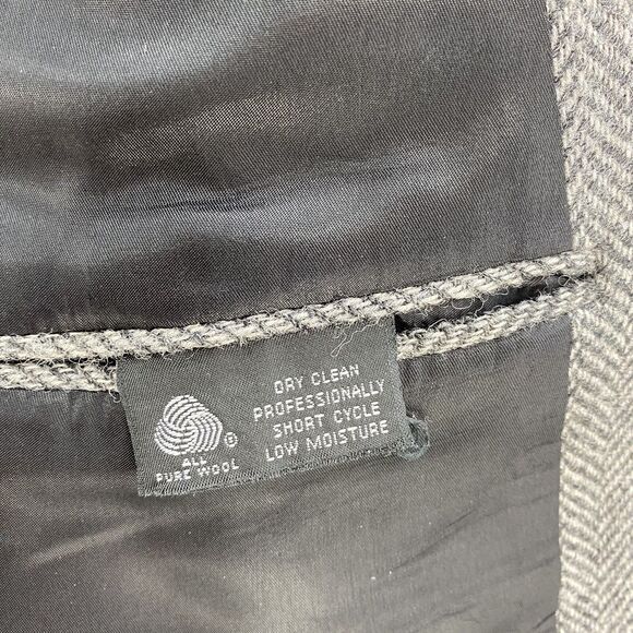 Vintage Kingsridge Blazer Mens 42S Gray Herringbone Corpcore Wool Sports Coat - Picture 9 of 13